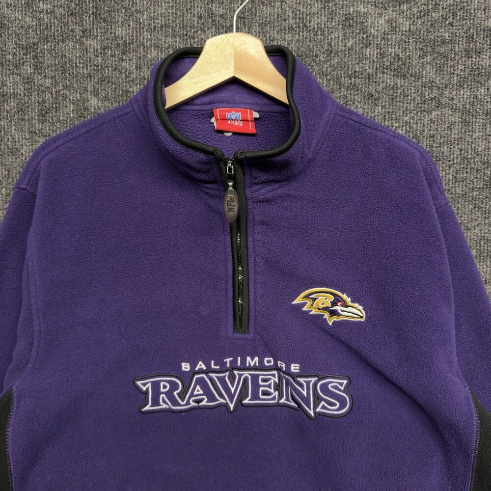 Vintage Baltimore Ravens Reebok Fleece Pullover Quarter Zip Jacket Mens XL Y2K - Picture 2 of 11